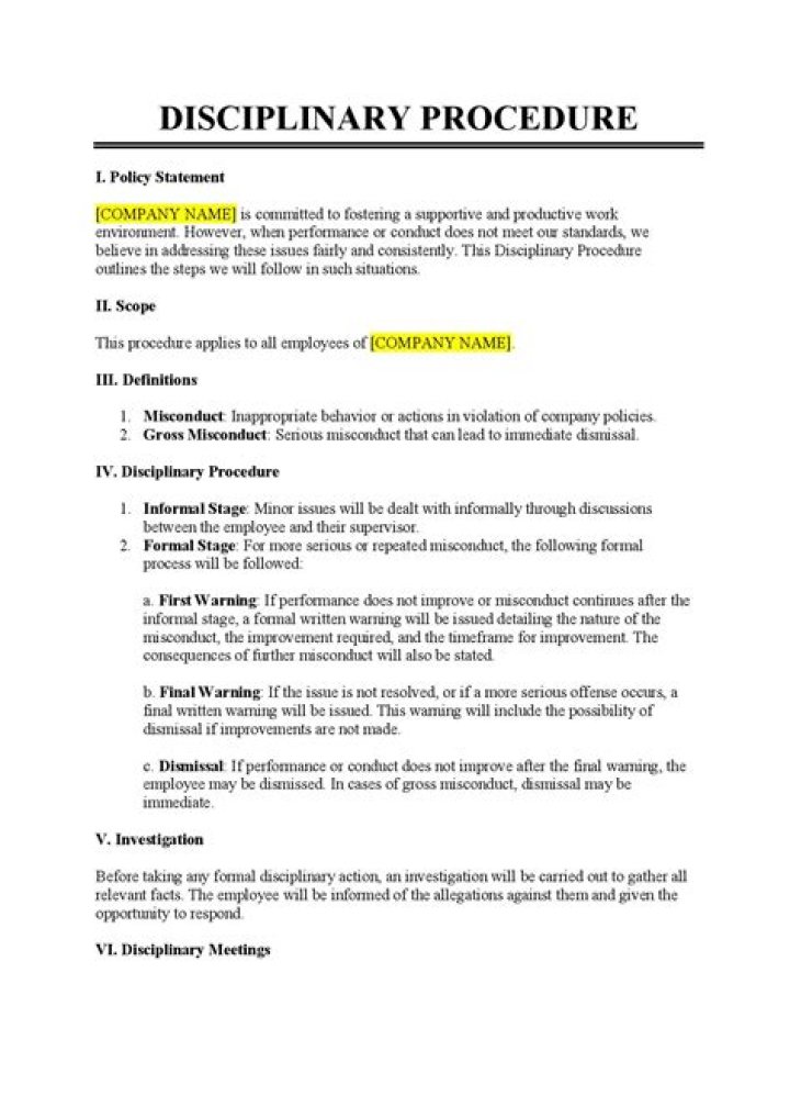 Are disciplinary procedures contractual?