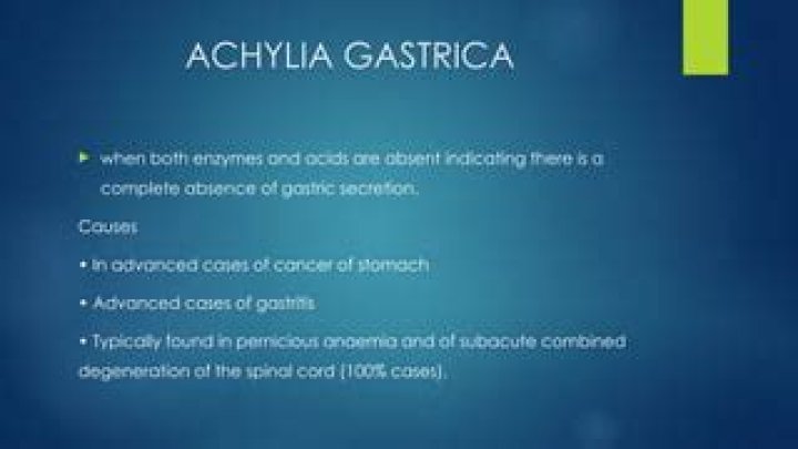 What is meant by achylia gastrica?
