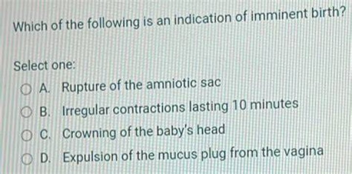 Which of the following is an indication of imminent birth?